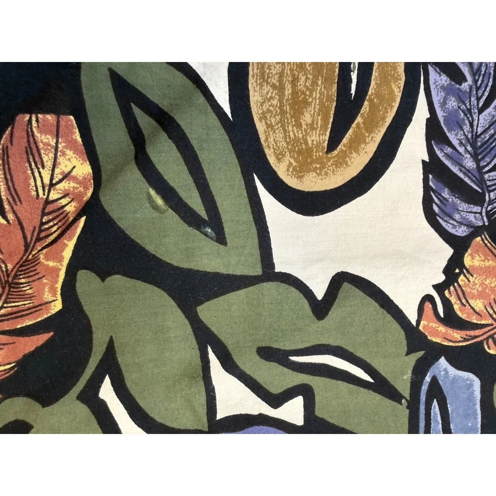 Reservoir Mens Medium Cotton Tropical Floral Hawaiian‎ Shirt Green Blue